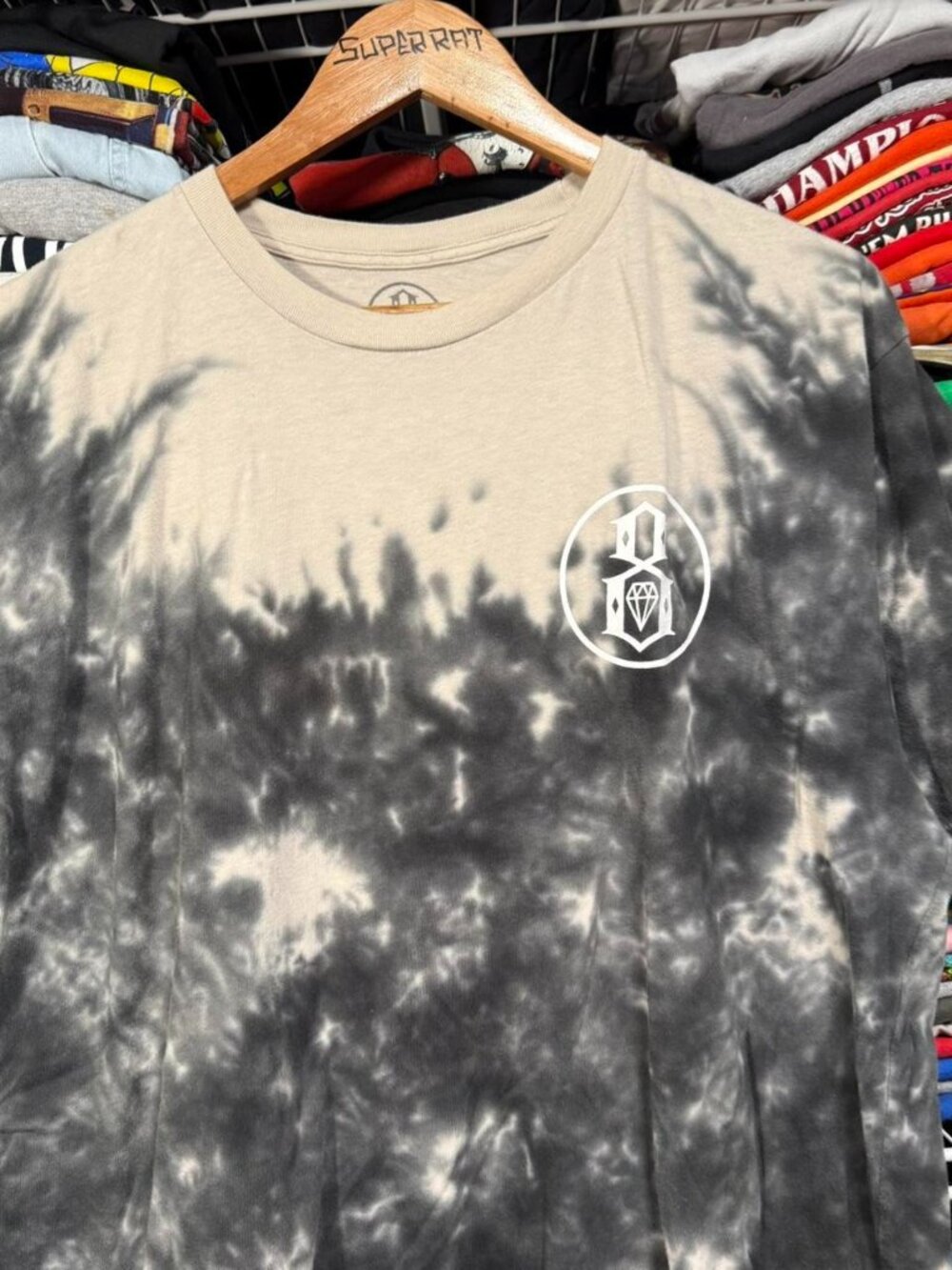 Rebel 8 black and white tie dye graphic t shirt